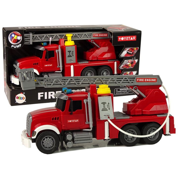 Camion pompieri de jucarie, Lean Toys, +3 ani, Rosu