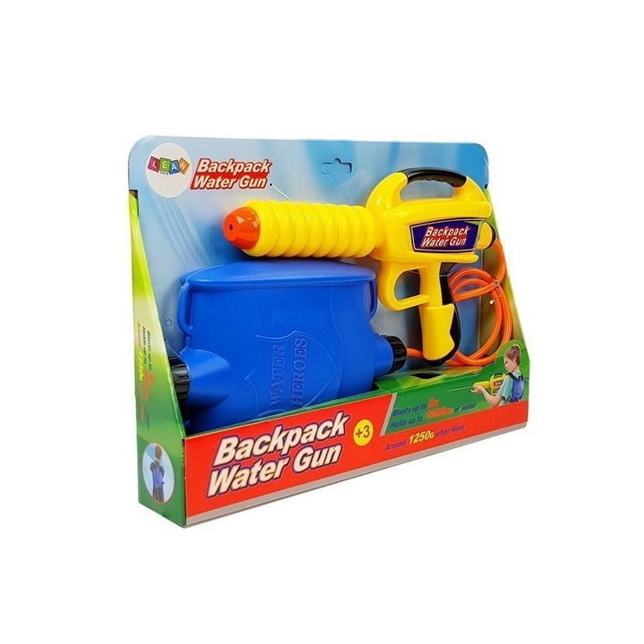 Воден пистолет и резерв, Lean Toys, 1080 мл, Възраст 3+, Многоцветен