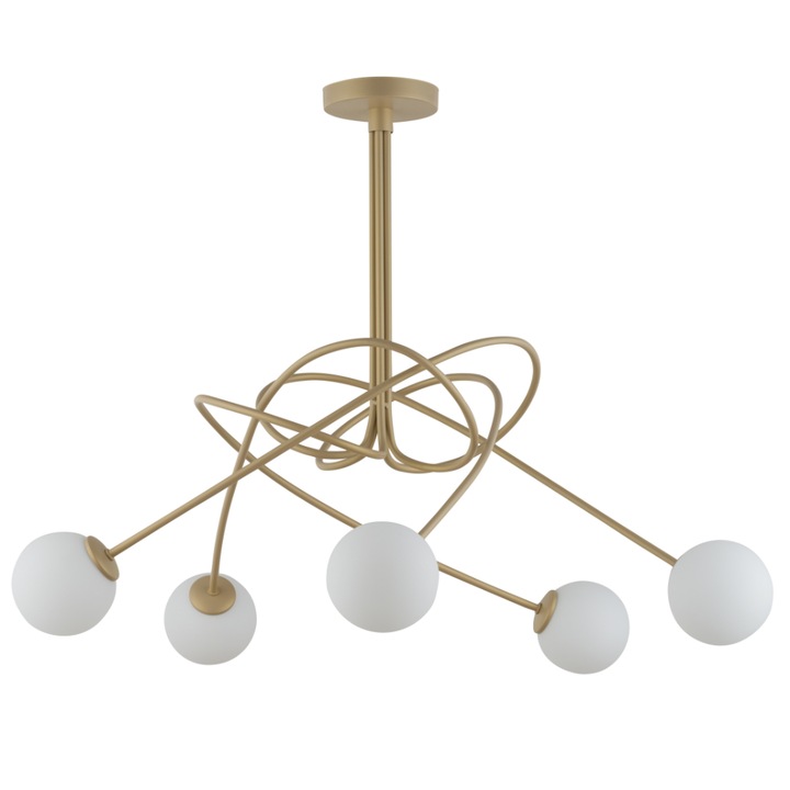 Кадифен полилей с 5 източника на светлина, SIGMA, стомана, злато/бяло, G9, 66x85 см