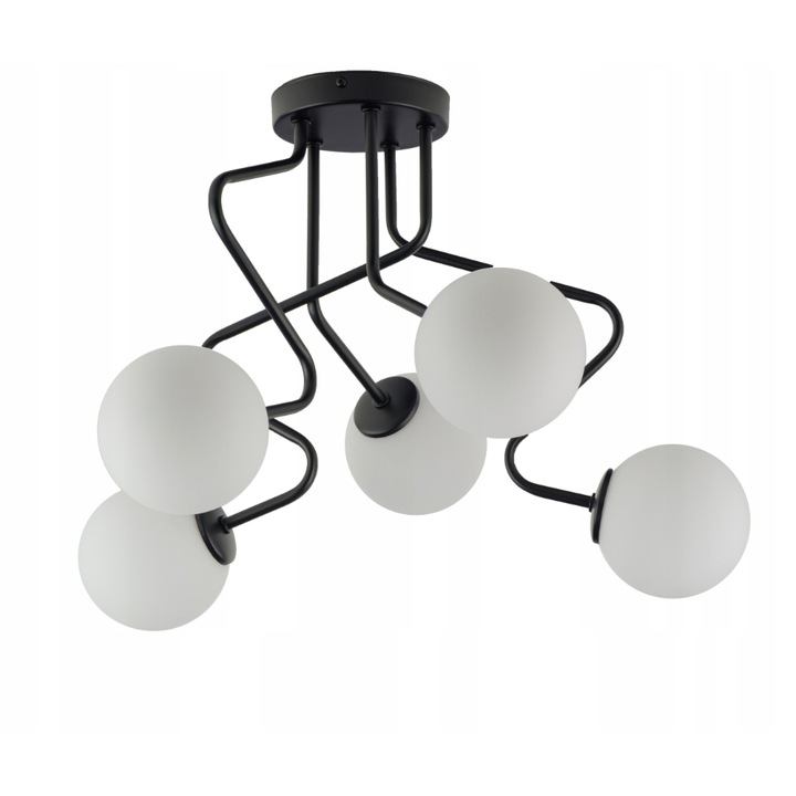 Полилей с 5 източника на светлина SIGMA, Зигзагообразен, Стомана, Черен / Бял, G9, 42x50 см