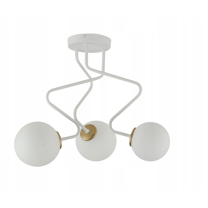 Зигзагообразен полилей с 3 източника на светлина, SIGMA, стомана, бяло/златисто, G9, 42x41 см