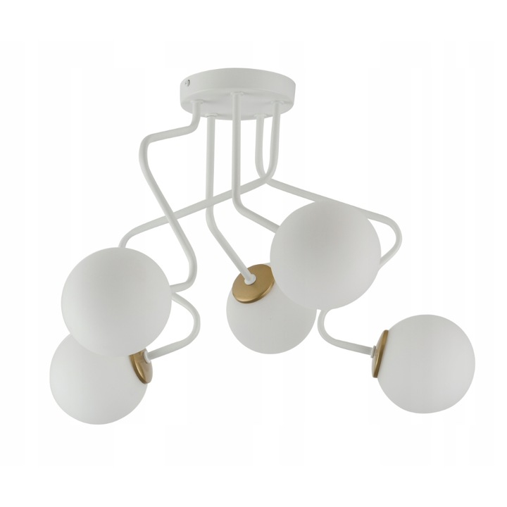 Зигзагообразен полилей с 5 източника на светлина, SIGMA, стомана, бяло/злато, G9, 42x50 см