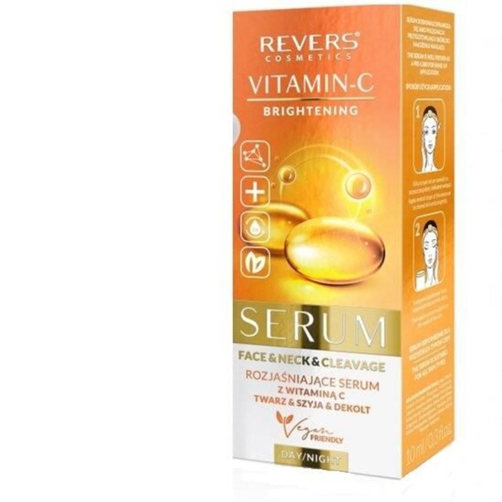 Ser iluminator pentru fata, gat si decolteu, cu Vitamina C si Mango, Revers, 10ml