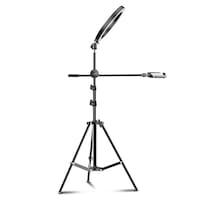 Ring Light Lampa Circulara REVOSE™ cu Extra Brat, Diametru 26cm/10inch LED, Lumina Naturala/Rece/Calda, Trepied 210 cm Inclus, Telecomanda Bluetooth