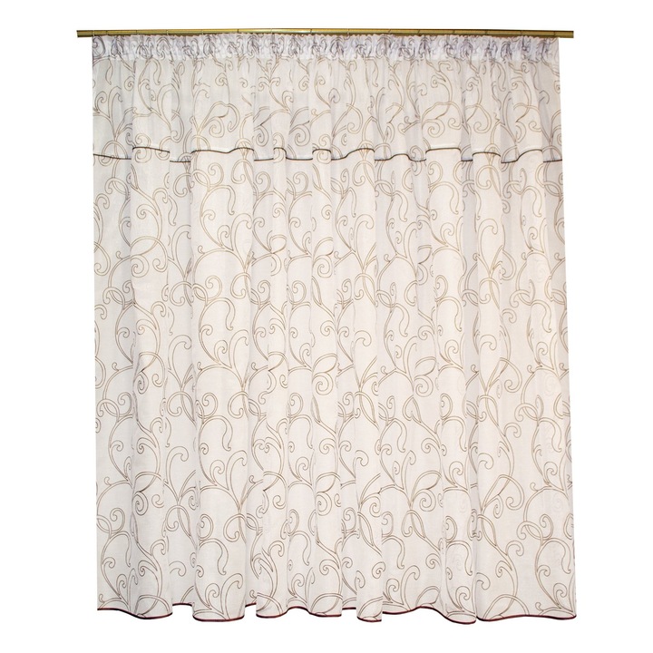 Perdea Velaria in alb cu imprimeu arabesc, 400x160 cm