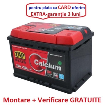 Baterie auto Zap Plus 75Ah cu borna inversa Baterie auto Zap Plus 75Ah cu borna inversa
