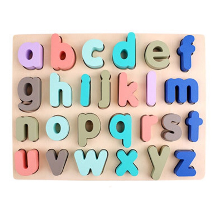 Puzzle, 26 darab, Ábécé betűk, Pasztell