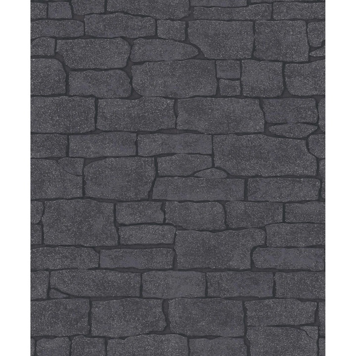 Tapéta modern natur, tégla antracit, fekete, csillogó mintás vinyl 10091-15 méret 0,53m x 10m