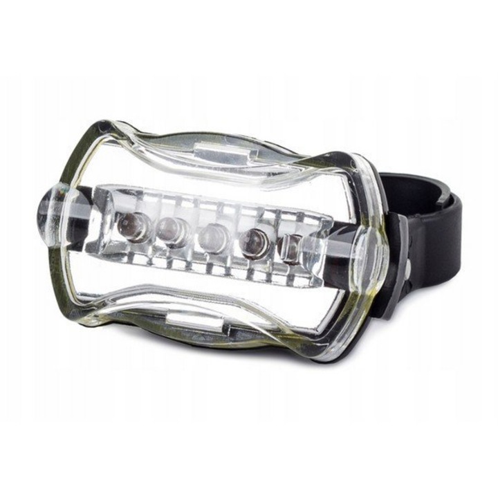 Lampa bicicleta 5 LED-uri, Spate, Lumina Alba, 7 moduri de functionare
