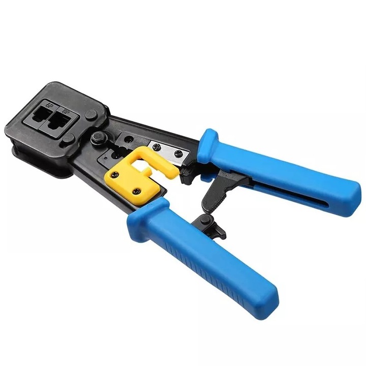 Cleste profesional de sertizat conectori RJ11, RJ45, pass-through