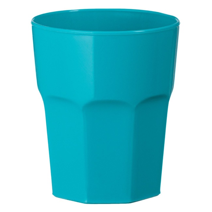 Pahar Plastic, Turcoaz, Capacitate 330ml, Potrivit Pentru Cuptorul Cu Microunde si Masina De Spalat Vase, Dimensiuni 8x10cm, COMSTO IT & E- COMMERCE ®