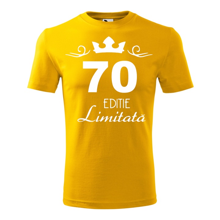 Tricou Barbat, Personalizat "70 ani editie limitata", Galben, Marime XL