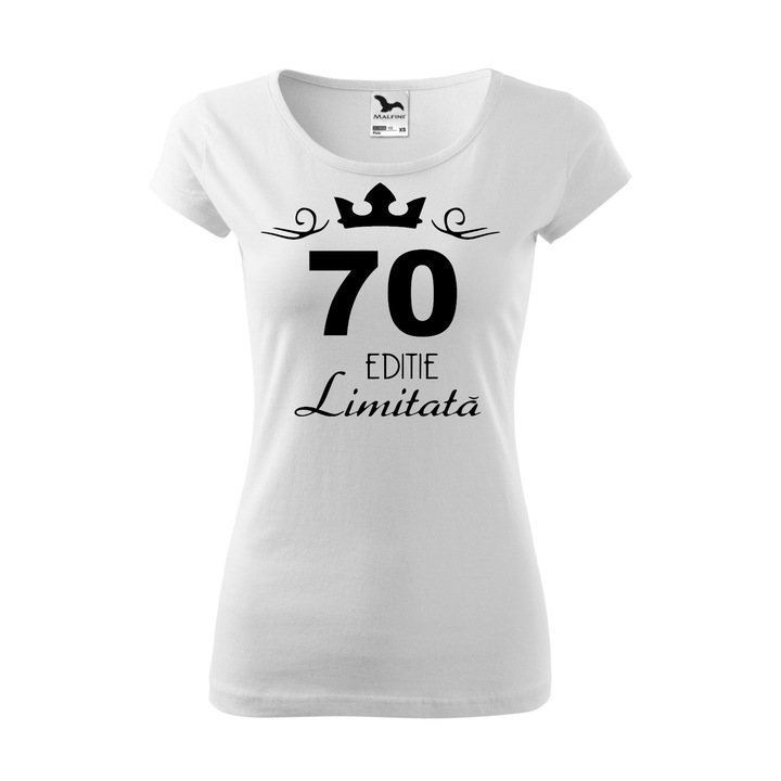 Tricou Dama, Personalizat "70 ani editie limitata", Alb , Marime S