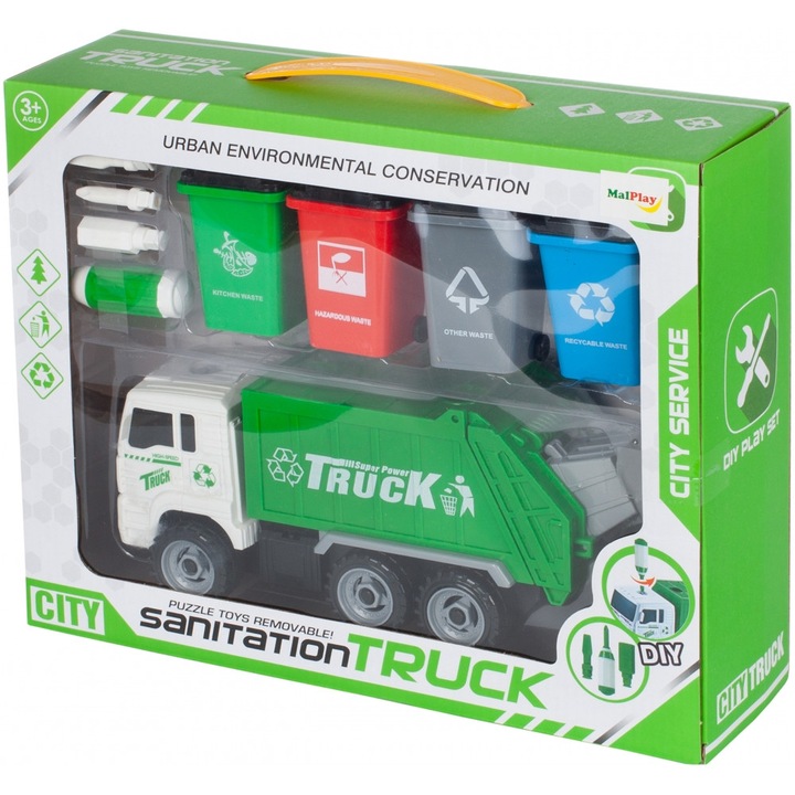 Camion de deseuri Malplay cu containere de sortare