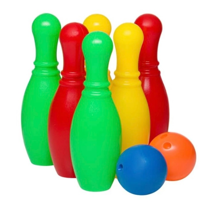 Set 8 piese, popice si bile bowling, pentru copii, multicolor