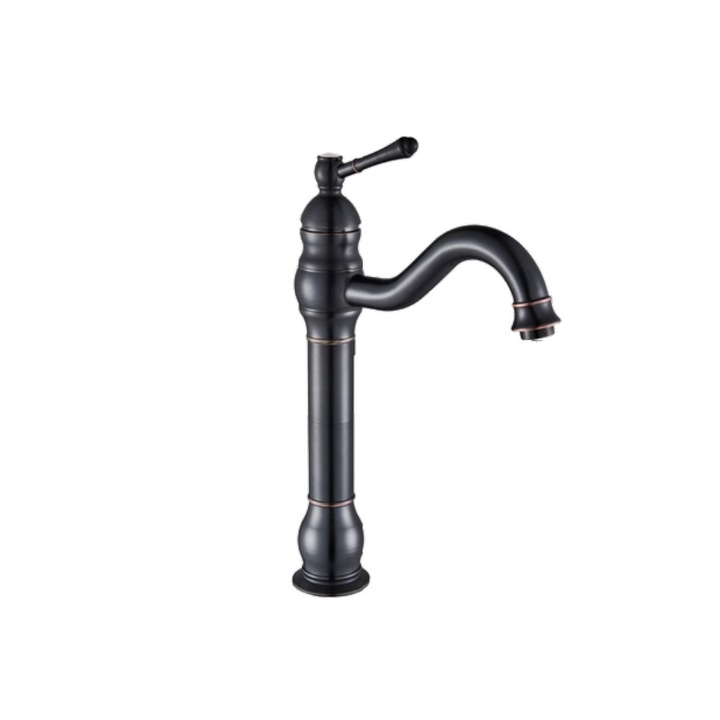 Fürdőszoba mosogató csaptelep, Blackswan, M153 típus, hosszú antik fekete modell, 32,5 cm