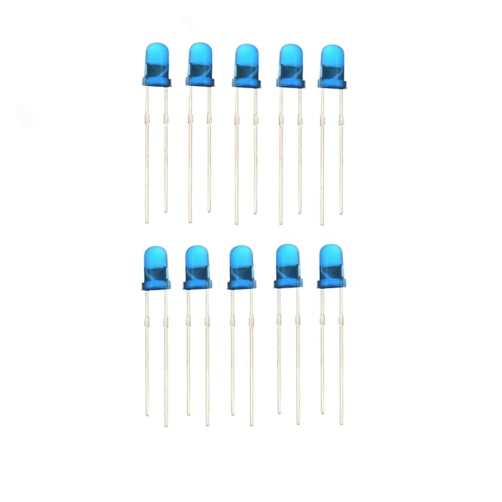 OEM 10 x 4 mm-es dióda készlet elektronikához / automatizáláshoz / robotikához, kék fény