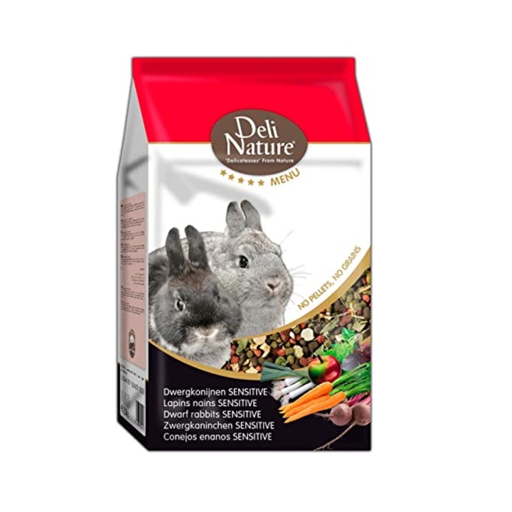 Hrana completa pentru iepuri pitici sensitive, Deli Nature Menu 5 stars, 2.5 kg