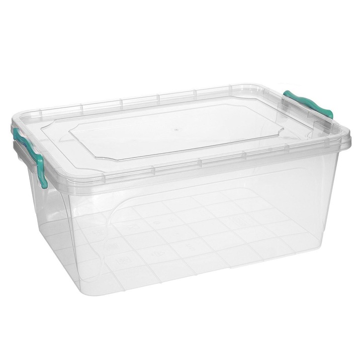 Cutie de depozitare din plastic cu capac Shopiens®, transparenta, 5 l, 30x20x13 cm