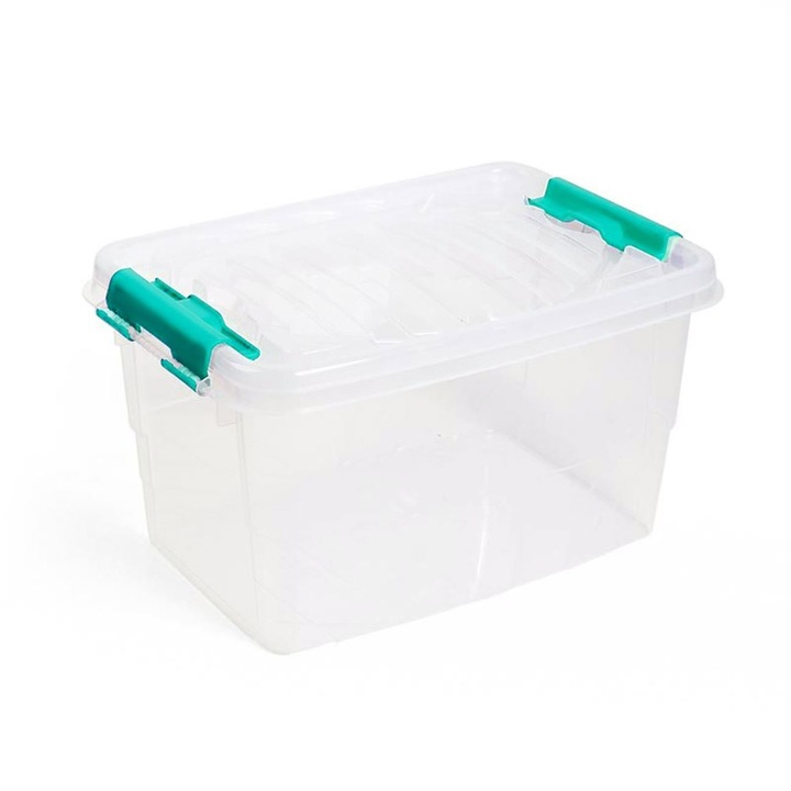 Cutie de depozitare din plastic cu capac Shopiens®, transparenta, 7 l, 30x21x17 cm