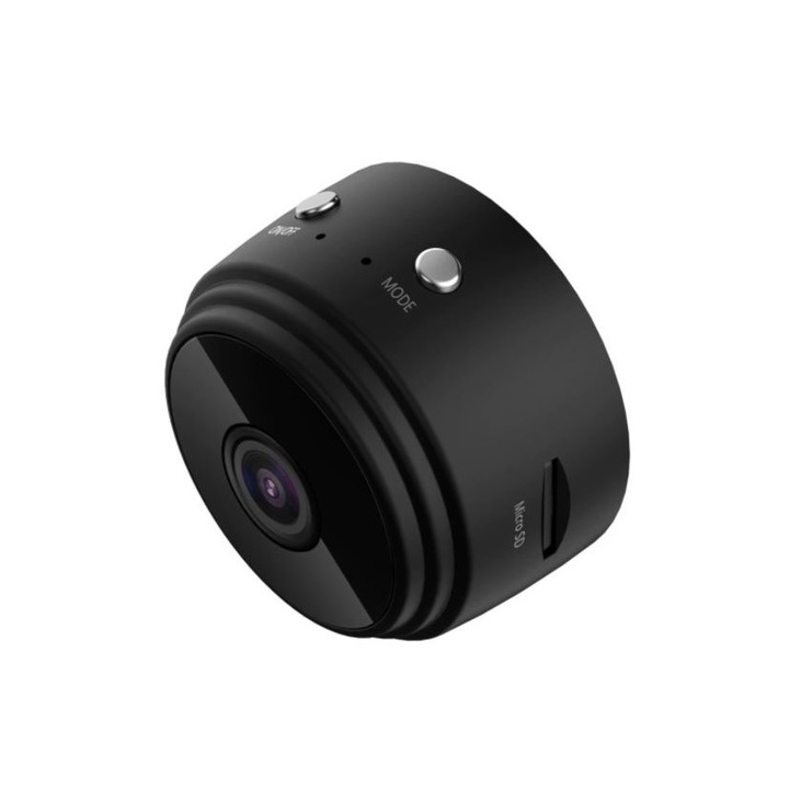Camera Supraveghere Filmare HD, 720P, Wide-Angle 150°, Infrarosu, MicroSD, Conectare WiFi, Prindere Magnetica, Discreta, Neagra, Selling Depot