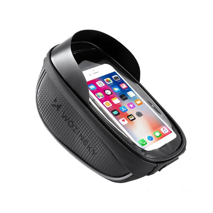 Geanta Bicicleta Cu Suport Pentru Telefon Pentru Ghidon - Wozinsky Wbb16bk, Negru