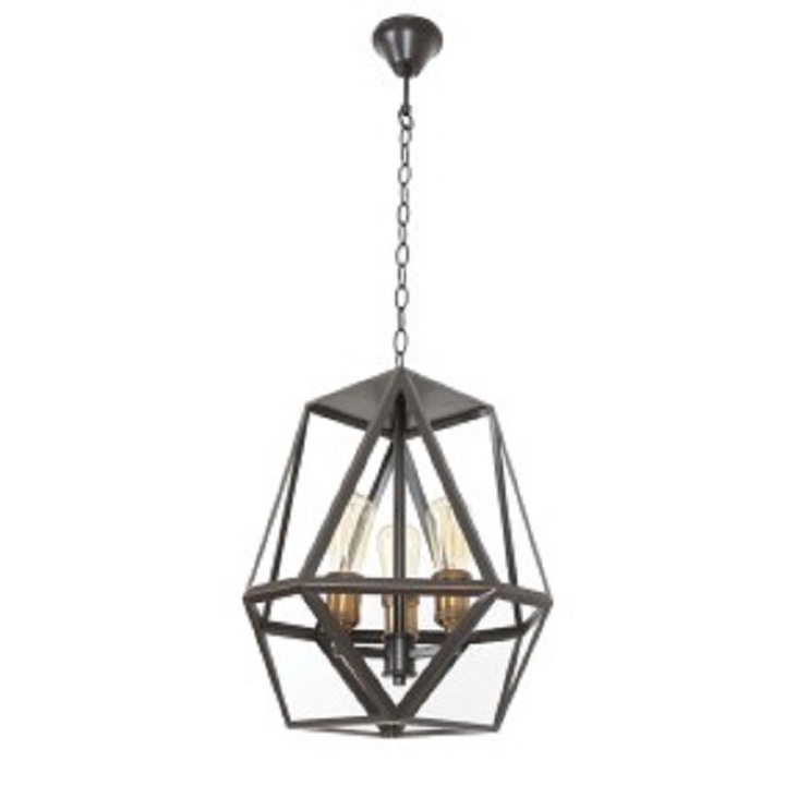 Pendul Cojom Vale, vintage, din metal de culoare neagra, antichizat , cu 4 becuri E27