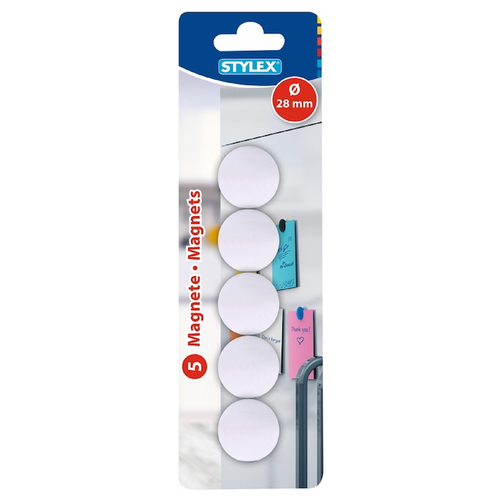 Set 5 magneti Stylex 28 mm, alb