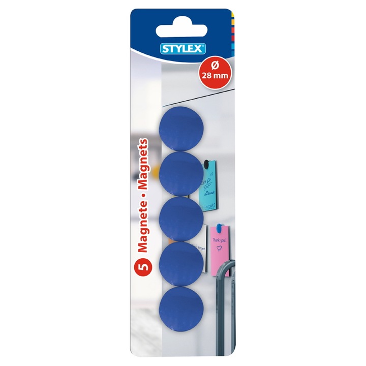 Set 5 magneti Stylex 28 mm, albastru
