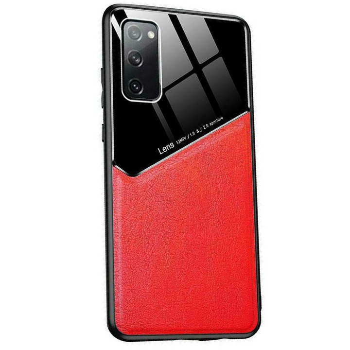 Калъф Samsung Galaxy S22 Plus 5G, полугъвкав бъмпер от екологична кожа, червен