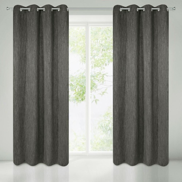 Rossie sötétítő függöny melange szövetből Grafit 135x250 cm