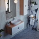 Set baza mobilier baie suspendat Sanitop Branco 100 x 37 x 46 cm cu blat si lavoar ceramic, Alb lucios/Lemn