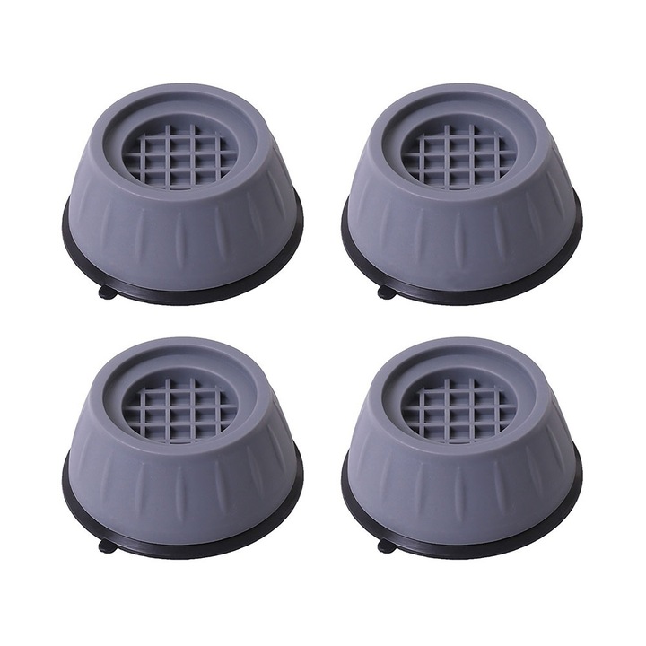 Set 4 picioruse amortizare SIKS, tampon anti-vibratie, suport anti-zgomot si antiderapante pentru electrocasnice, mobilier, gri inchis