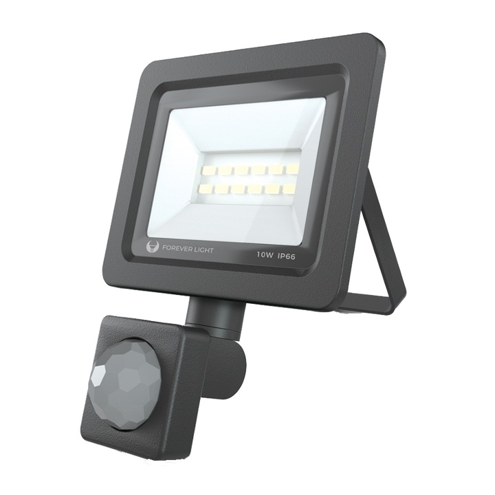 Прожектор LED Forever Light PROXIM II, Сензор за движение, 10W (60W), 800 лумена, Неутрална бяла светлина (4500K), IP66, Алуминий/Стъкло, Енергиен клас G