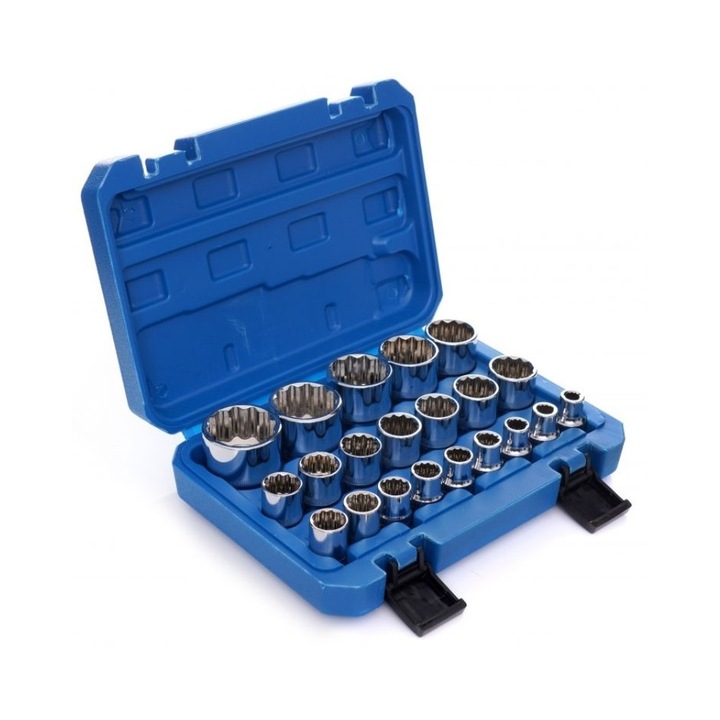 Trusa chei tubulare 8-36mm universale 21 piese cu colturi stelat patrat hexagonal (KD10348)
