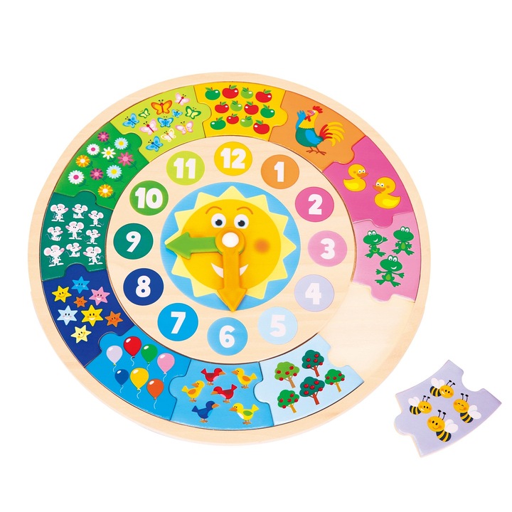 New Classic Toys rejtvény gyerekeknek, számlálóóra, 12 darab