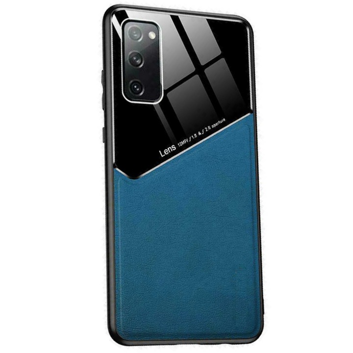 Husa pentru Samsung Galaxy S22 5G, bumper semiflexibil din piele ecologica, Albastru