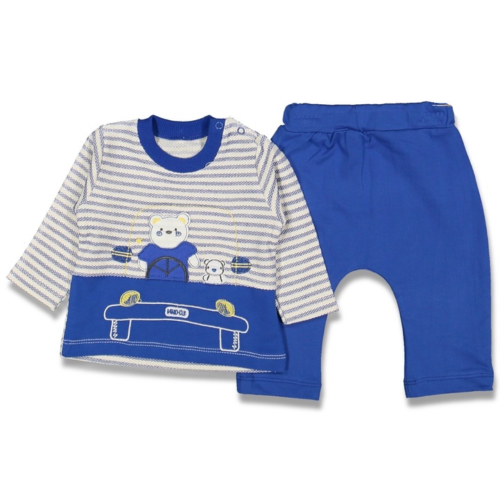 Set compleu copii Papa Bear, Motat, 2 piese, bumbac/poliester, Albastru