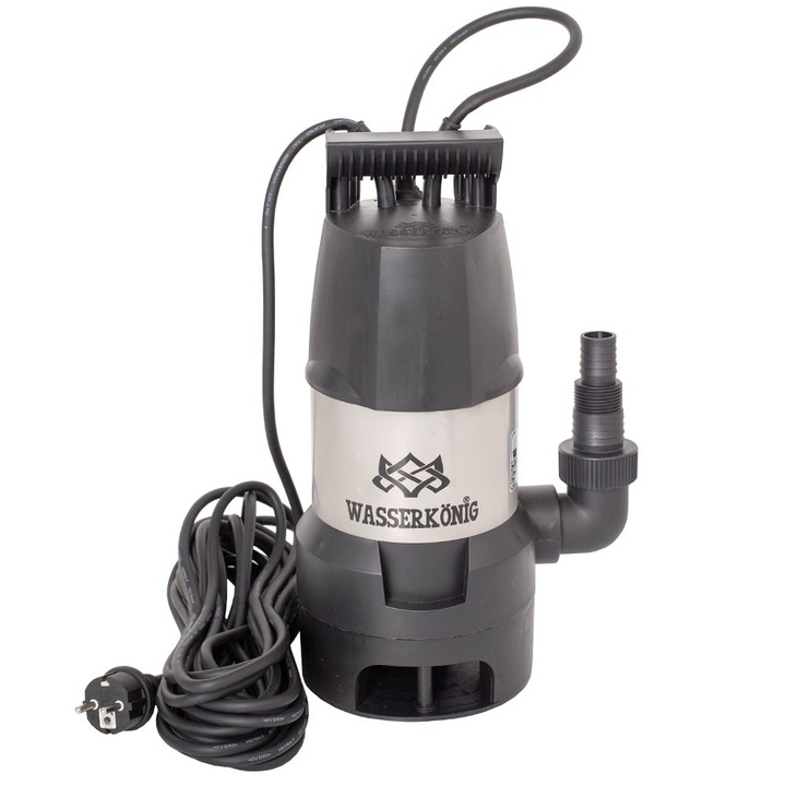 Потопяема помпа за мръсна вода Wasserkonig 7 и поплавък, 11 mc/h, височина на изпразване 7 m, 600 W