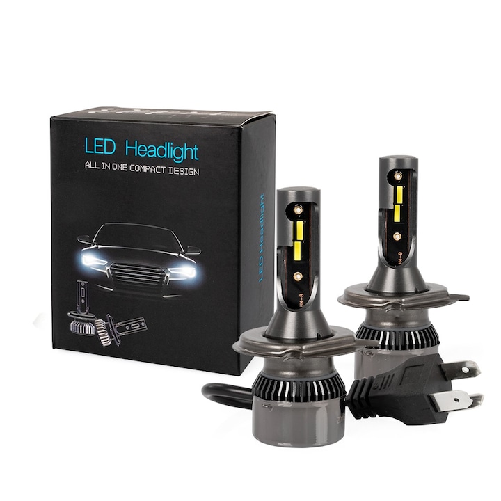 Set becuri LED LSF4 M-Tech, H4, 27 W, 32 V, 6400 lm, 2 buc