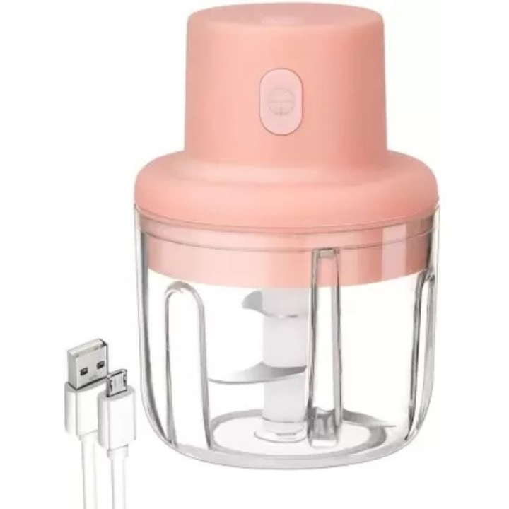 Konyhai aprító Digital One SP00344, rózsaszín, hordozható, mini aprító beépített akkumulátorral