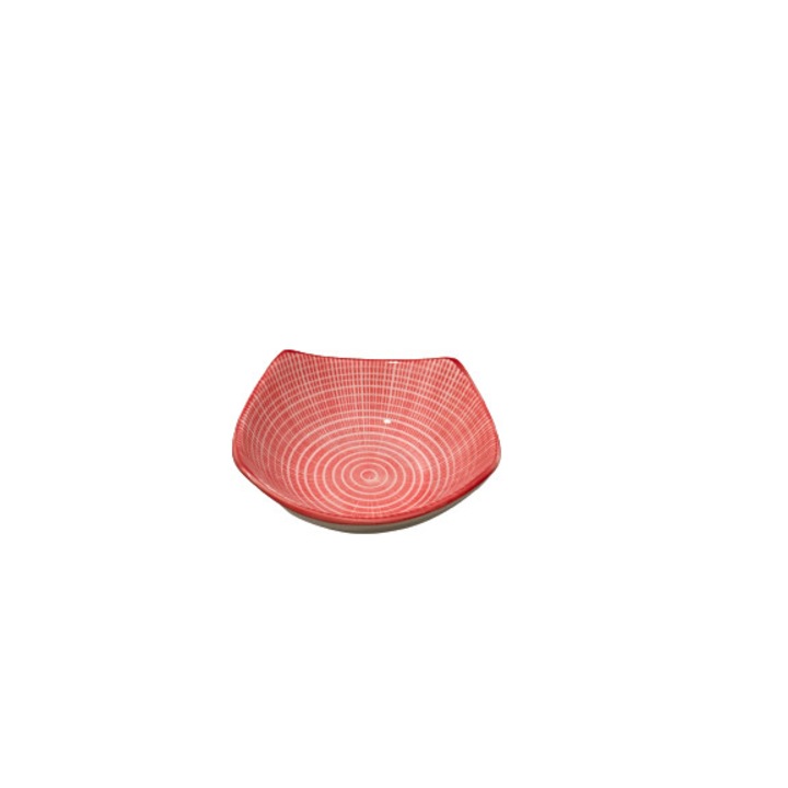 4 db-os tálkészlet Koopman-Excellent Houseware, kerámia, 100ml, 9X9X4 cm, fehér/piros