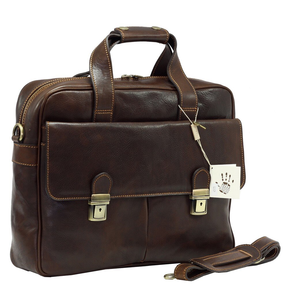 Geanta port laptop din piele naturala vachetta ,,superior,, N4575B, maro