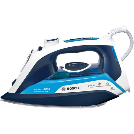 Fier de calcat Bosch TDA5024210, Talpa Ceranium-Glissee, 2450W, 0.35 l, 180 g/min, 40 g/min, Albastru