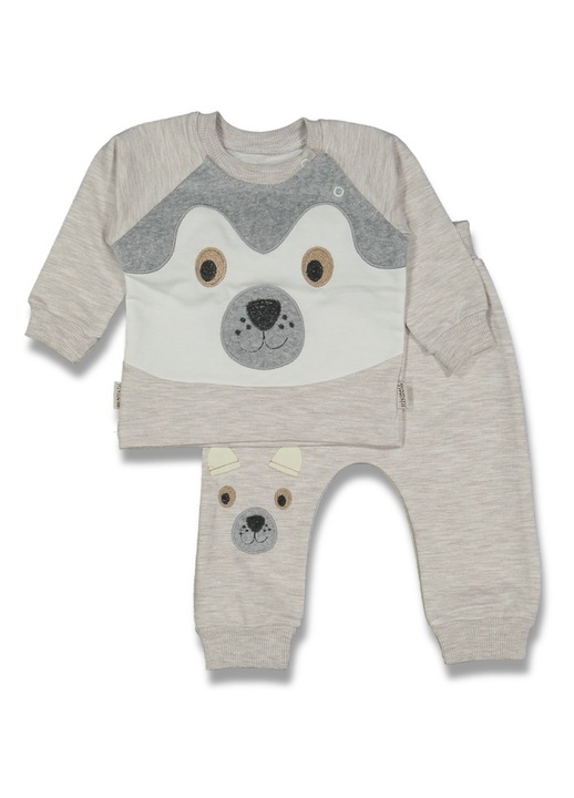 Set compleu copii Catelus, Motat, 2 piese, bumbac/poliester, bej