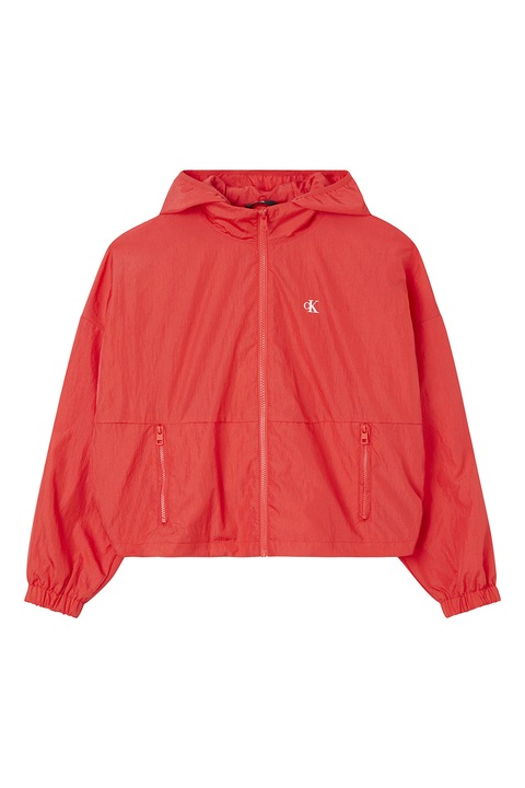 CALVIN KLEIN JEANS, Bő fazonú könnyű dzseki cipzáros zsebekkel, Piros