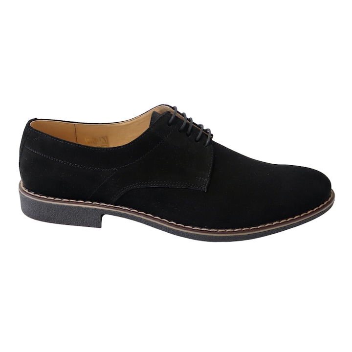 Férfi valódi bőr velúr cipő, Mateo Shoes, Fekete
