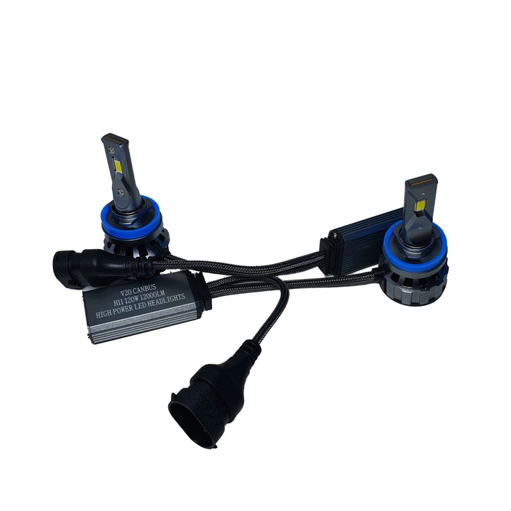 Set 2 becuri H11 led model V20 120w pe bec cu CANBUS 12.000 lumeni soclu H11