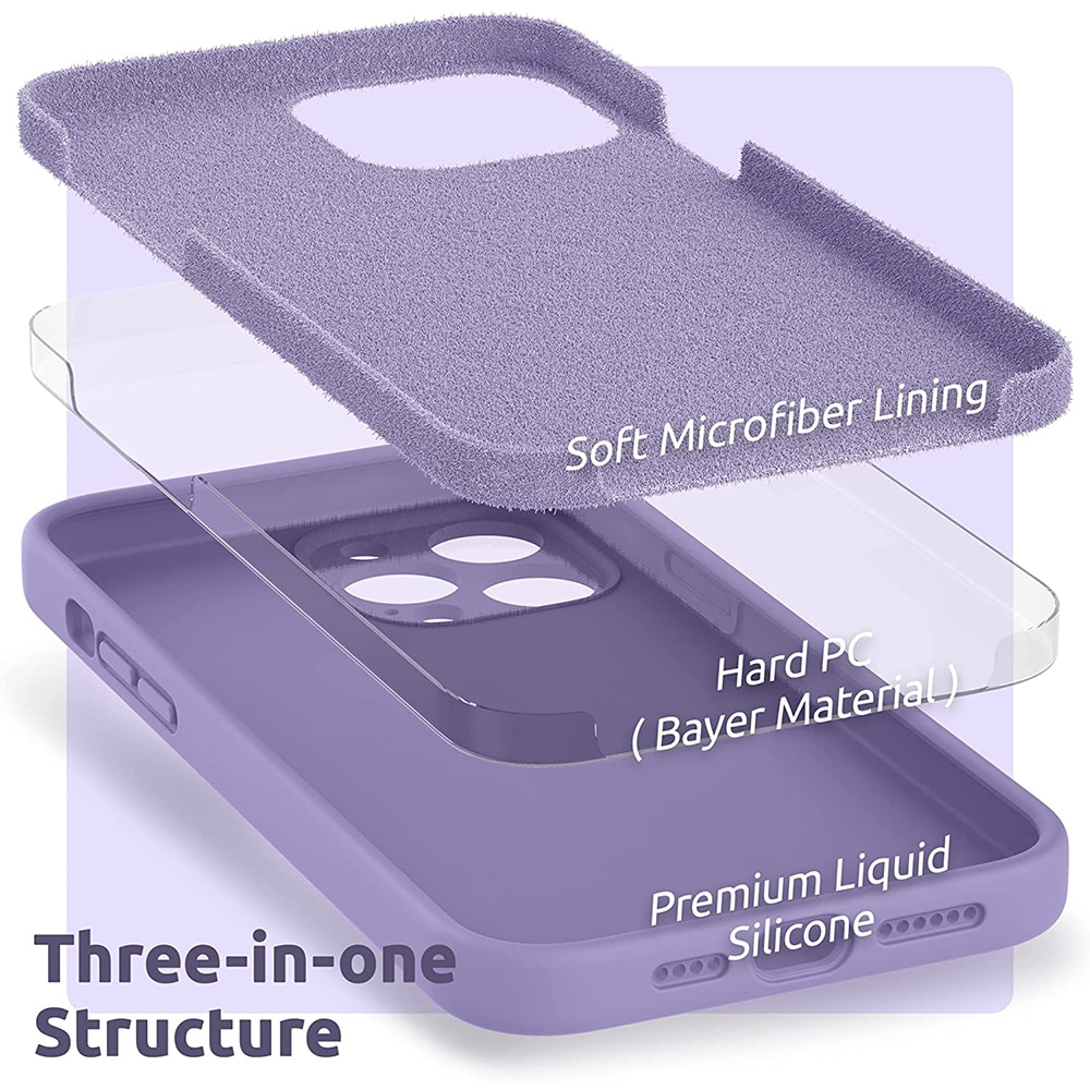 Husa Silicon Jelly G-Tech Liquid, Compatibil cu iPhone 13 Pro, Ultra Slim, din silicon high tech, Protectie la Camera, Lila