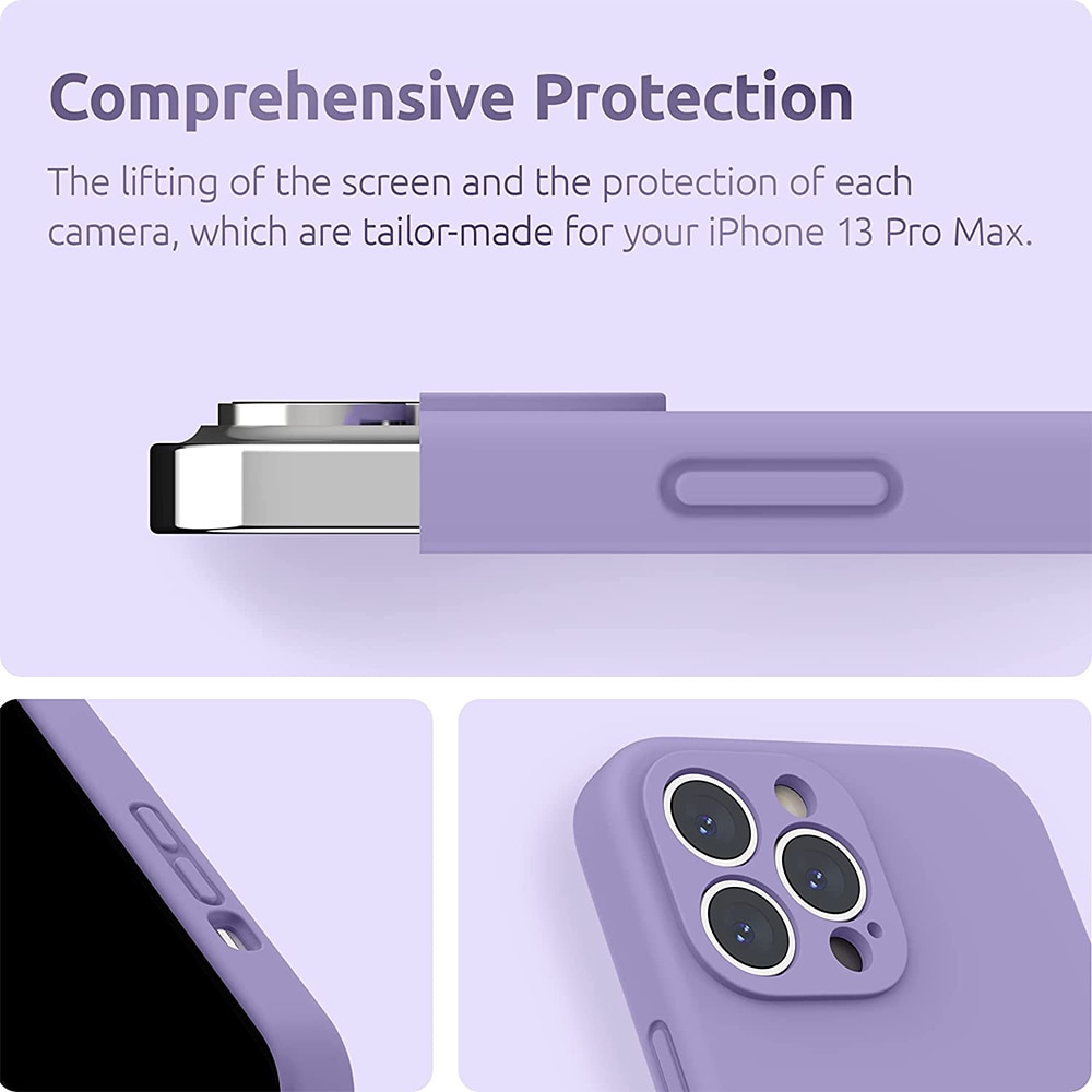 Husa Silicon Jelly G-Tech Liquid, Compatibil cu iPhone 13 Pro, Ultra Slim, din silicon high tech, Protectie la Camera, Lila
